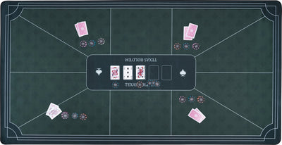 Longfield Pokerteppich grün 180x90 cm - Polyestergummi - glatte Spielfläche - Pokerwürfelzubehör - Engelsherz