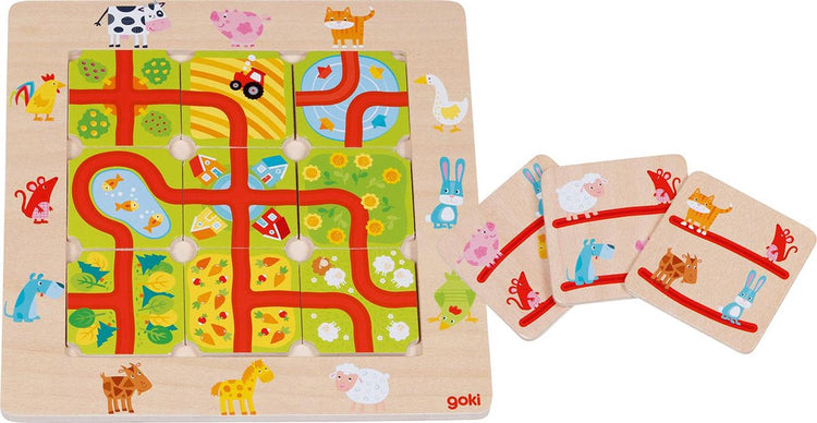 Goki findet den Weg – auf dem Bauernhof – 21x21cm – mit 20 Spielkarten – 4 Jahre