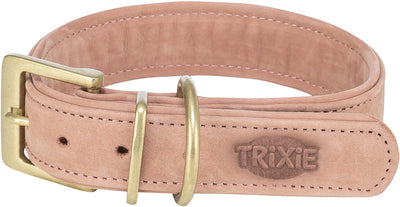 Trixie Hundehalsband - Nubukleder rosa L-XL 52-63x4 cm - bequem und doppelt gefüttert