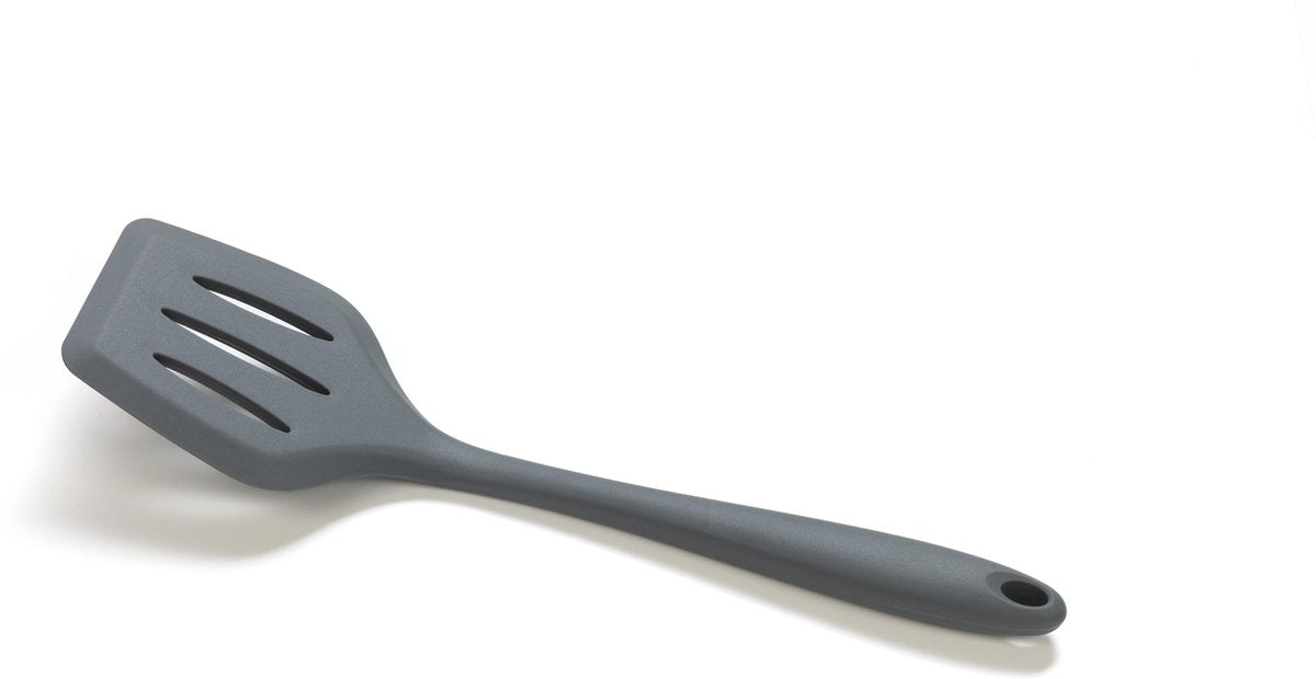Einfacher Küchenspatel mit Schlitz – Silikon – 30 cm – grau