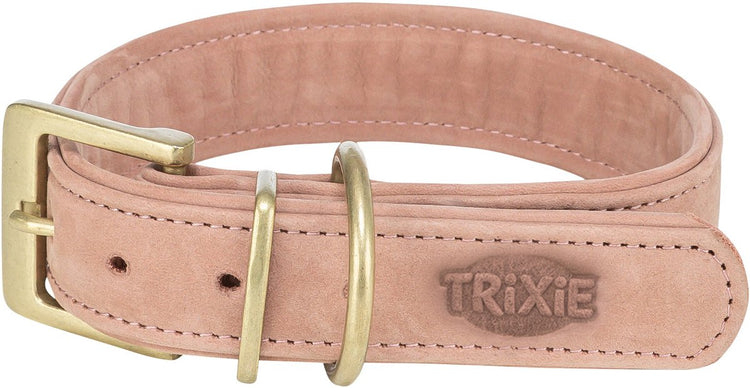 Trixie Hundehalsband - Nubukleder rosa L-XL 52-63x4 cm - bequem und doppelt gefüttert