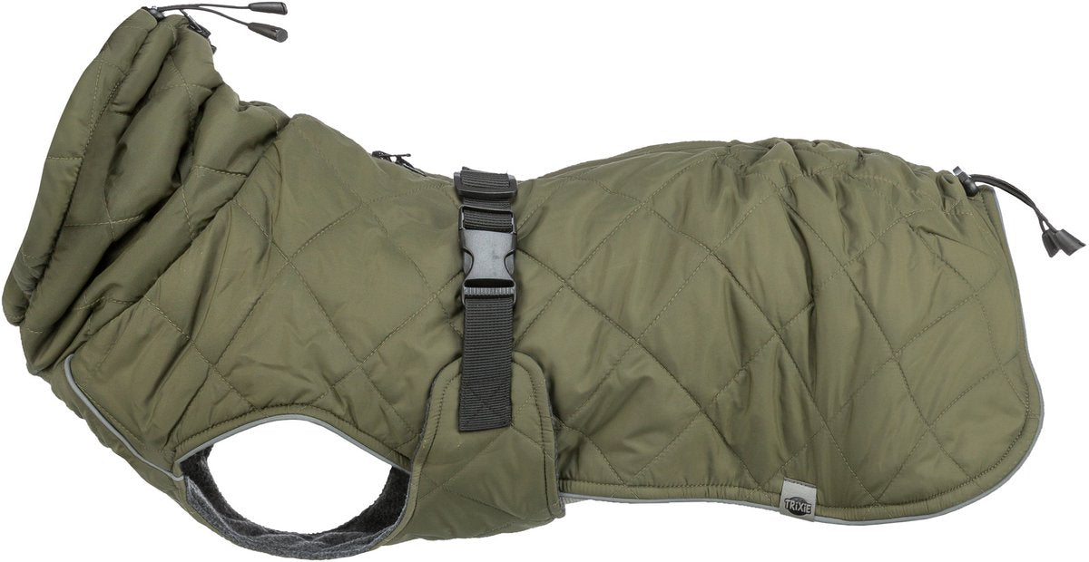 Trixie Hundemantel – olivgrün 33 cm – wasserdicht, verstellbar, Fleecefutter