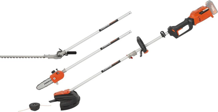Powerplus 4-in-1 Akku-Garten-Multitool powdpg7553 – 40 V Akku-Gartengeräte, Heckenschere, Trimmer, Kettensäge und Freischneider, ohne Akku und Ladegerät