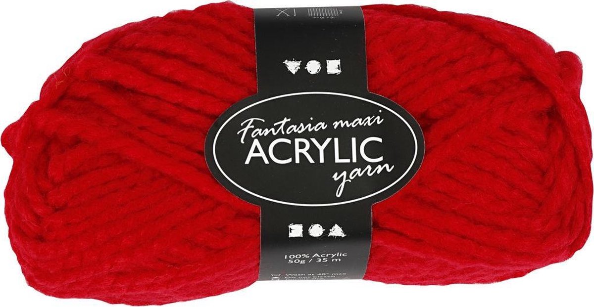 Creativ Company Fantasia Acrylgarn, L: 35 m, Maxi, Rot, 50 g 1 Knäuel