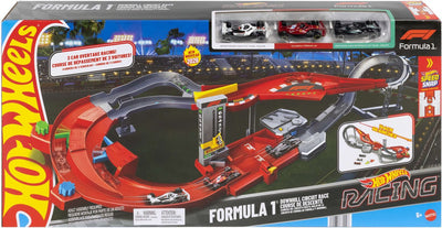 Hot Wheels Racing Formel-1-Downhill-Rennstrecken-Set mit 3 F1-Autos aus Metall
