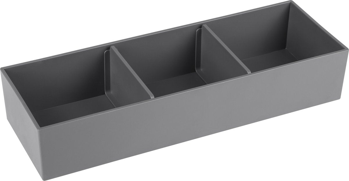 Differnz Schubladen-Organizer für Schiebeschublade – Ablageschalen – Sortierschalen aus Kunststoff – 32 x 11 x 6 cm – Grau