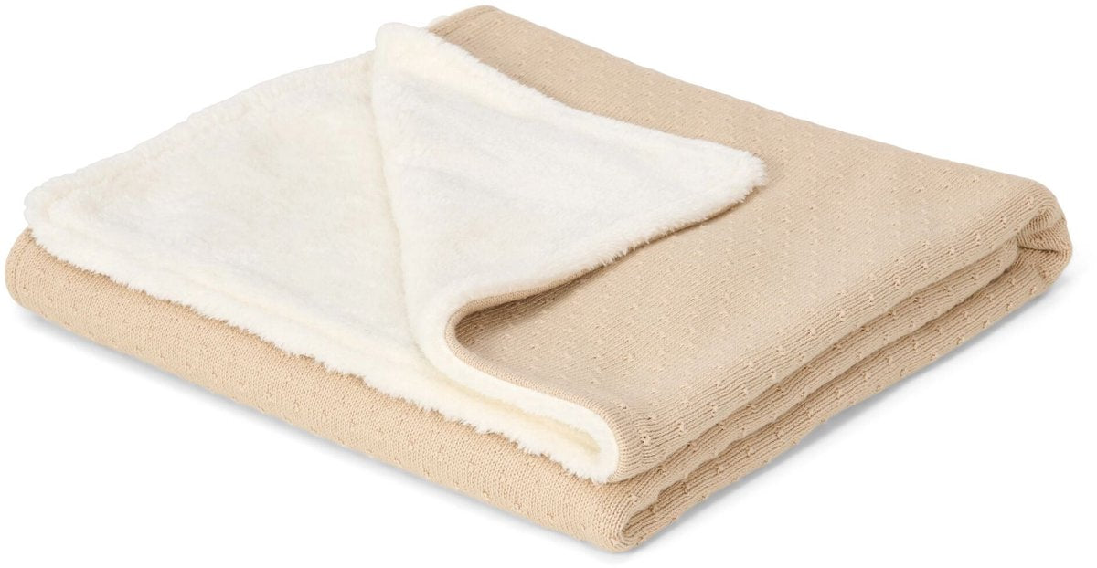 Gestrickte Babydecke von Little Dutch – Fleece – Beige – Essentials