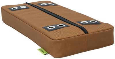 Dresco Gepäckträgerkissen – bequem – braun – Größe 32 x 15 x 5 cm – Befestigung mit Kabelbindern – Reißverschluss im Bezug