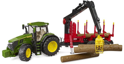 Bruder John Deere 7r 350 mit Anhänger und 4 Baumstämmen