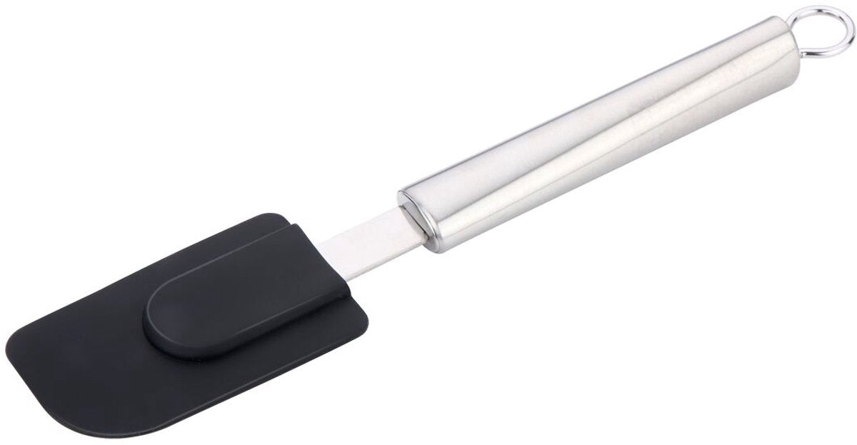 Alpen | Betrüger | Pfannenschaber – Silber Schwarz – Edelstahl Silikon – 24 cm – Küchenutensilien-Spatel – stabil – hitzebeständige Küchenutensilien – spülmaschinenfest | Spachtel