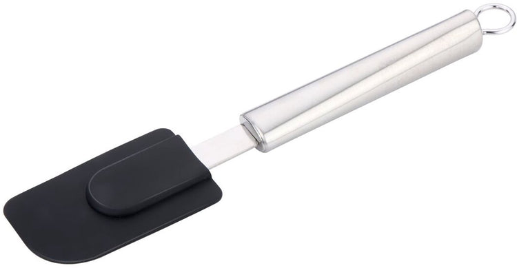 Alpen | Betrüger | Pfannenschaber – Silber Schwarz – Edelstahl Silikon – 24 cm – Küchenutensilien-Spatel – stabil – hitzebeständige Küchenutensilien – spülmaschinenfest | Spachtel