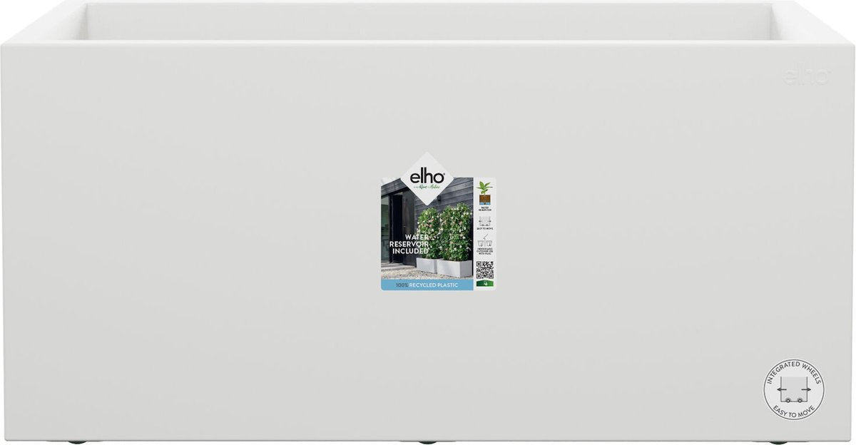 Elho vivo next lang 80 – Pflanzgefäß für drinnen und draußen, rechteckig – 100 % recycelter Kunststoff – L 78,0 x H 37,9 cm – weiß
