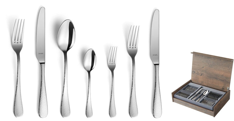Amefa Sierra - Besteckset - 84-teilig in luxuriöser Holzbox - 12 Personen - silberfarben