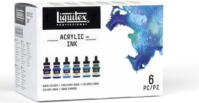 Winsor Newton Liquitex 3699375 Professionelles Acryltintenset – Aqua Colors 6×30 ml – Hochpigmentierte, wasserbeständige Acryltinte