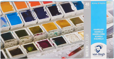 Van Gogh Aquarellfarben-Set in Metalldose mit 48 Farben in halben Näpfchen