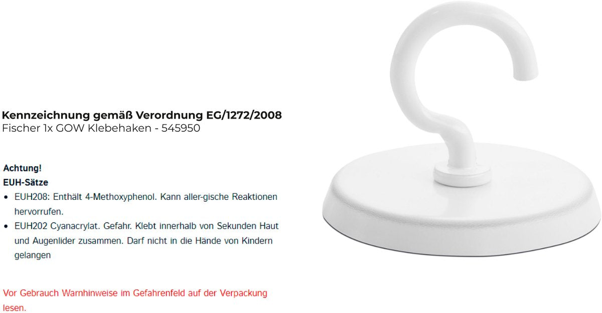 Fischer 1x Gow selbstklebender Haken - 545950