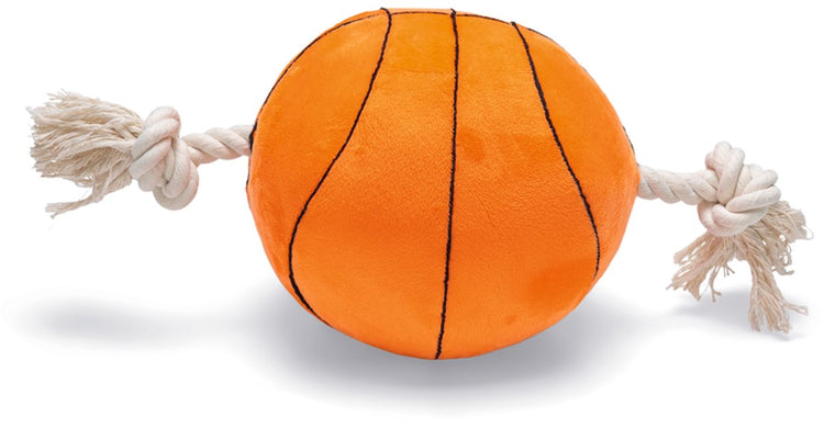 Beeztees Basketball mit Seil – Hundespielzeug – Plüsch – Orange – 33 x 19 x 19 cm