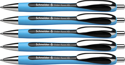 Schneider Schreibgeräte Schneider Kugelschreiber – Slider Rave – Feder xb – Strichstärke 1,4 mm – Schwarz – 5 Stück – S-132501-5