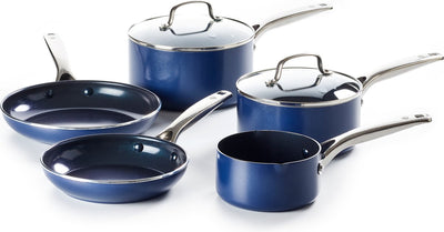 Blue Diamond Kochtopfset 5-teilig mit Deckel – blau – antihaftbeschichtet – PFAS-frei