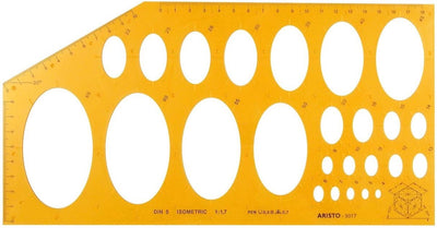 Aristo Ellipsenschablone – Abmessungen 295 x 150 mm – 25 Ellipsen – isometrisch – orange transparent – AR-5017