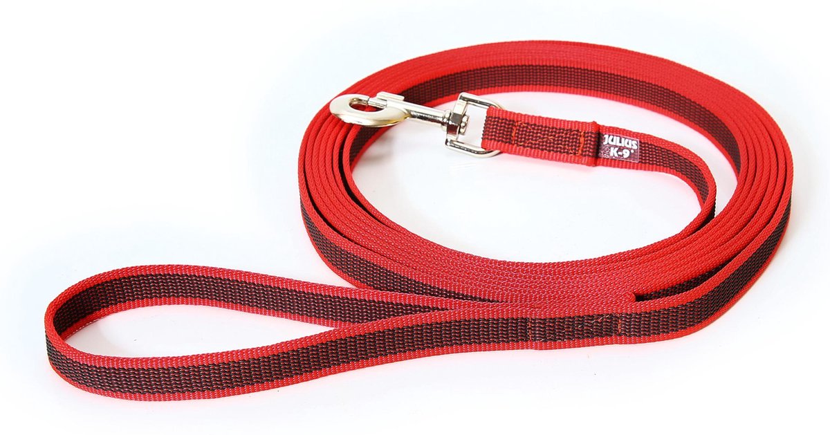Julius k9 Hundeleine – rutschfest – rot – mit Griff – 5 Meter – 20 mm