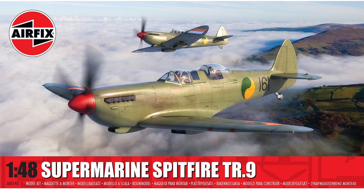 Airfix Modellbausatz Flugzeug – 05143 Supermarine Spitfire Tr.9 – Zweisitzer-Flugzeug 2. Weltkrieg – Propellerflugzeug aus Kunststoff – 1:48 – Modellbau