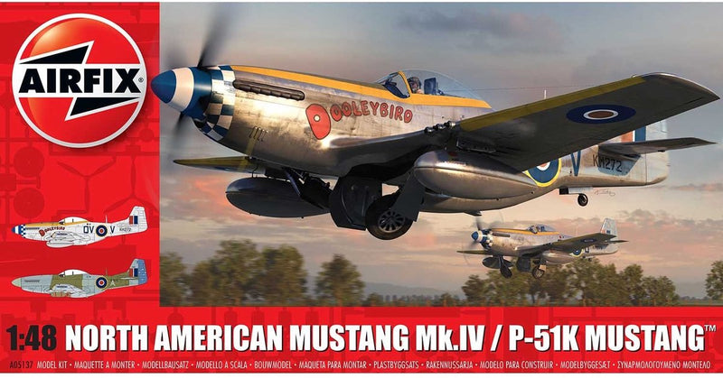 Airfix Modellbausatz Flugzeug – 05137 North American Mustang Mk.IV – P-51K Mustang – Propellerflugzeug aus Kunststoff – 1:48 – Modellbau