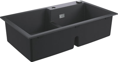 Grohe k500 Verbund-Doppelwaschbecken – 86 cm – Einbau – mit Überlauf und automatischem Abfluss – Granitschwarz