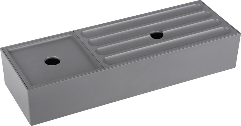 Differnz Schubladen-Organizer mit Deckel – verschiebbare Schubladenaufbewahrung – Ablageschalen – Sortierschalen aus Kunststoff – 32 x 11 x 6 cm – Grau