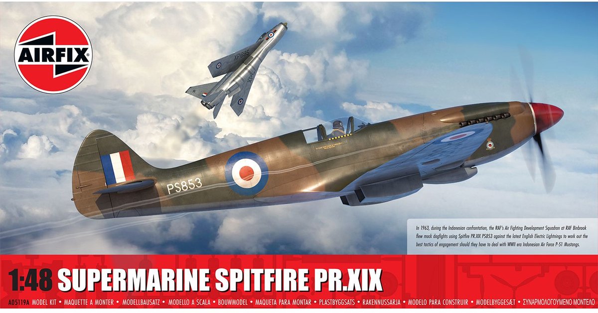 Airfix Modellbausatz Flugzeug – 05119a Supermarine Spitfire PR.XIX Wwii – Britisches Aufklärungsflugzeug aus Kunststoff – 1:48 – Modellbau