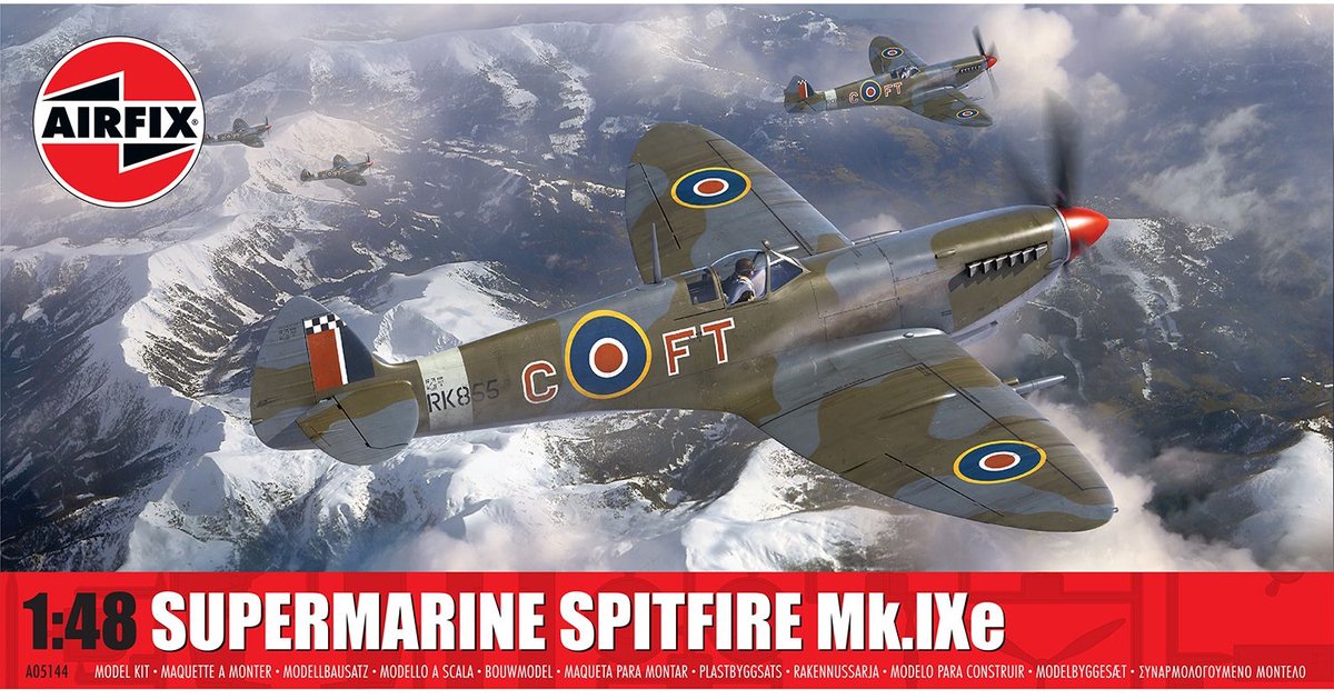 Airfix Modellbausatz Flugzeug – 05144 Supermarine Spitfire Mk.ixe Wwii – Britisches Propellerflugzeug aus Kunststoff – 1:48 – Modellbau