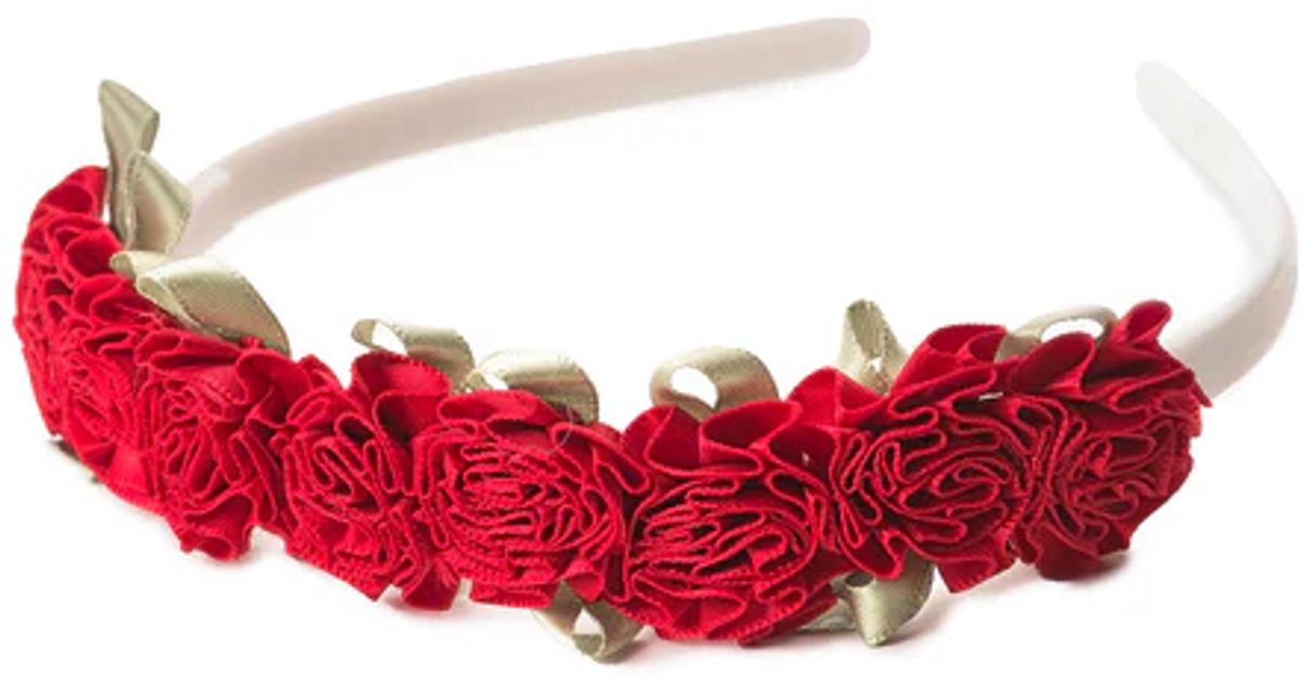 Kleine Abenteuer - rotes Blumenstirnband - weiches Kinderdiadem mit roten Rosen