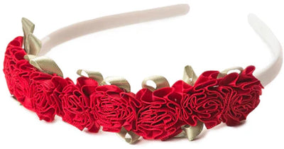 Kleine Abenteuer - rotes Blumenstirnband - weiches Kinderdiadem mit roten Rosen