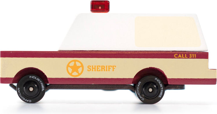 Candylab Spielzeugauto Sheriff Truck – Süßigkeitenauto-Welt aus Holz.