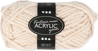 Creativ Company Fantasia Acrylgarn, L: 35 m, Maxi, Beige, 50 g 1 Knäuel