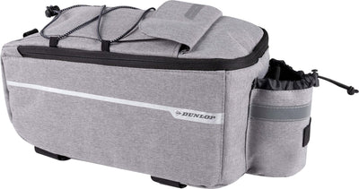 Dunlop Kühltasche für Fahrradgepäckträger – 7 Liter – Fahrradtasche – Klettverschluss – inkl. Zusätzliche Staufächer und Flaschenhalter – isolierende Innenschicht – mit Schultergurt – grau