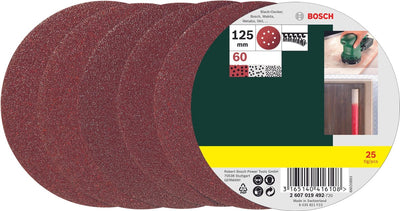 Bosch 25-teiliges Schleifblatt-Set für Exzenterschleifer 125 mm – Körnung 60