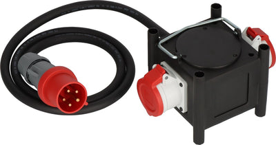 Brennerstuhl Kompakt-Gummi-Stromverteiler Gummiverteiler (2m Kabel, 2x Cee 400V 32a, Baustelleneinsatz und dauerhafter Außeneinsatz, Made in Germany)
