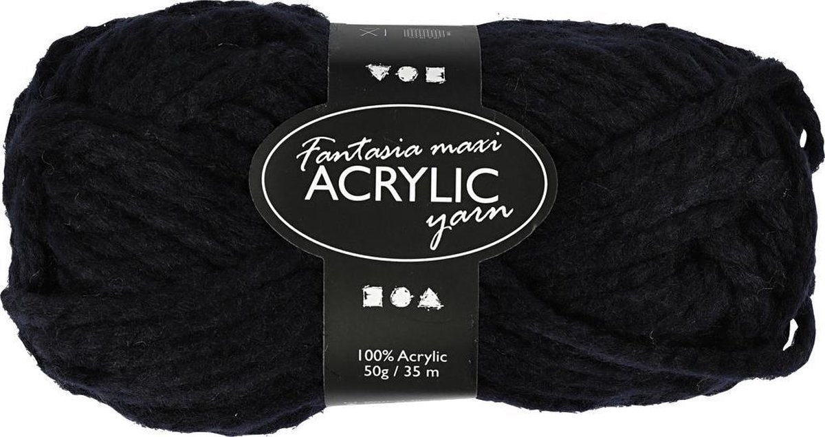 Creativ Company Fantasia Acrylgarn, L: 35 m, Maxi, Schwarz, 50 g 1 Knäuel