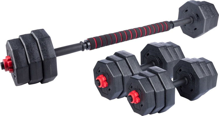 Umbro Gewichtsset mit Kurzhanteln – Hantelset inkl. Langhantel und Hantelstange - Hantelset max. 20 kg – Hantelscheiben 1,25 kg, 1,5 kg und 2 kg – Fitnesszubehör Krafttraining