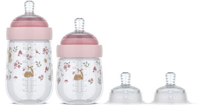 Mepal Mio Starterset Babyflaschen 3-teilig Little Dutch – Anti-Kolik – Spiraldesign verhindert Verstopfungen – medizinisches Silikon – Feengarten