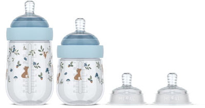 Mepal Mio Starterset Babyflaschen 3-teilig Little Dutch – Anti-Kolik – Spiraldesign verhindert Verstopfungen – medizinisches Silikon – Waldfreunde