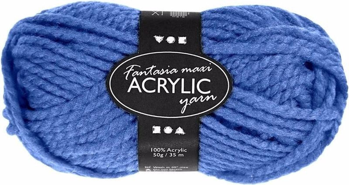 Creativ Company Fantasia Acrylgarn, L: 35 m, Maxi, Blau, 50 g 1 Knäuel