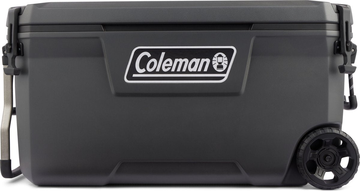 Coleman Convoy 100 qt Kühlbox mit Rädern – 94 Liter – leicht und vollständig isoliert – hält 5 Tage lang eiskalt – dunkelgrau