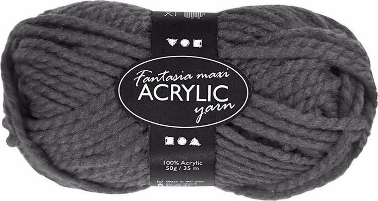 Creativ Company Fantasia Acrylgarn, L: 35 m, Maxi, Grau, 50 g 1 Knäuel