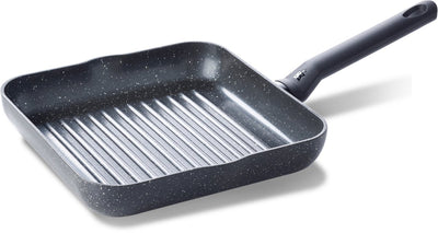 BK Universe Grillpfanne 26x26cm – PFAS-freie Antihaftbeschichtung – Induktionsgrillpfanne – Keramikpfanne – ofenfest bis 160°C – Kaltgriff – schwarzer Granit