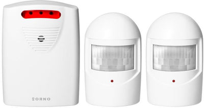 Orno Funk-Bewegungssensoren und Funk-Warnsystem – 120 m Reichweite – Tür- und Durchgangsmelder mit Sound, 2er-Set – IP44