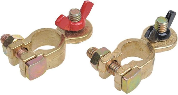 Proplus Batterieklemmen-Set – Flügelmutter – Messing und Stahl – rot und schwarz – 16–18 mm