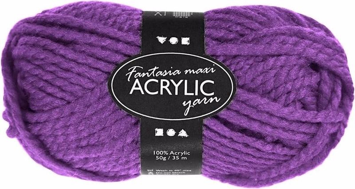 Creativ Company Fantasia Acrylgarn, L: 35 m, Maxi, Lila, 50 g 1 Knäuel