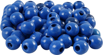 Creativ Company Holzperlen, D 12 mm, Lochgröße 3 mm, ca. 40 Stück, blau, 22 g 1 Box